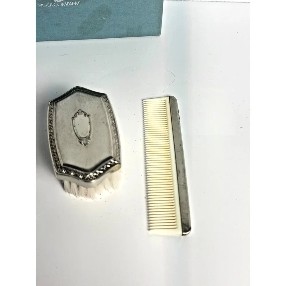 Vintage Web Pewter baby hair set with box comb and brush included